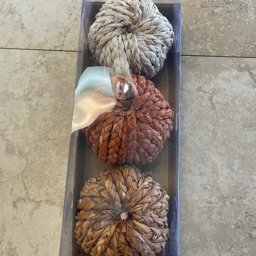 Set of Three Woven Decorative Pumpkins